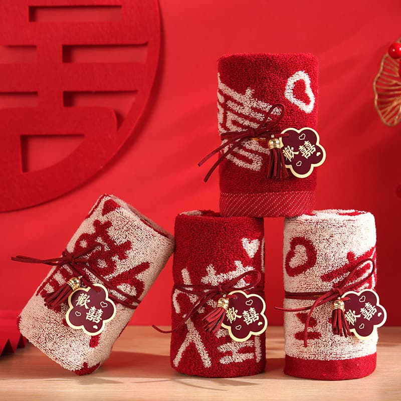 Pure Cotton Souvenir Towel Red Wedding Candy Store Supplies Labor Day Gifts Red Towel Wedding Wholesale