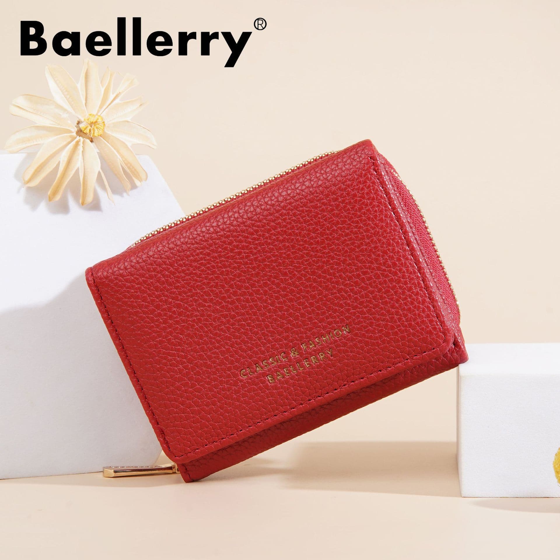 Cross-border new women's short wallet female student zipper litchi pattern coin purse mini small bag tri-fold wallet for women