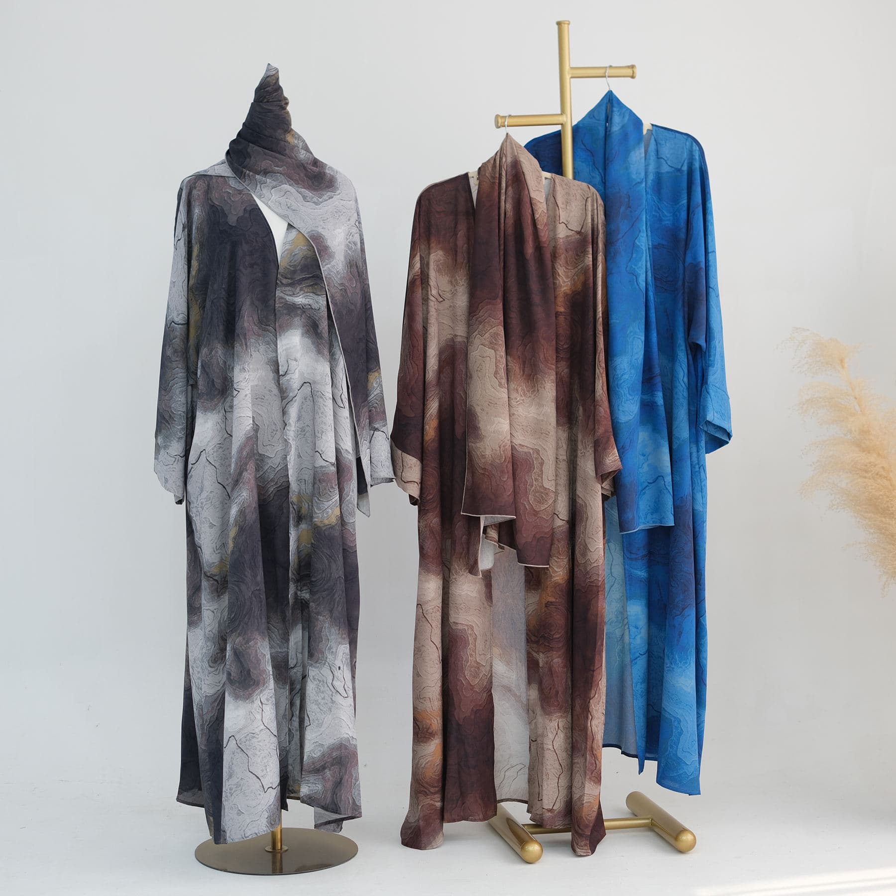 2026 New Factory Spot Marble Printed Cardigan Robe Abaya