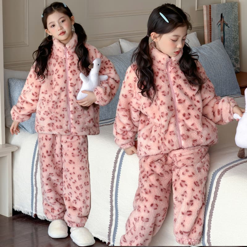 Girls Pajama Set for Winter, Kids Coral Fleece for Girls, Older Kids Autumn Wear, Thickened Flannel Homewear