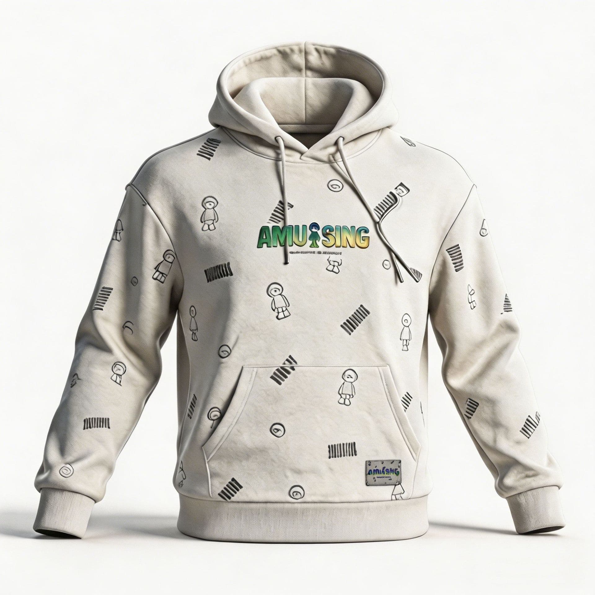 Heavyweight Washed Cotton Hoodie Unisex Full Body Shadow Pattern Laser Lettering Loose Casual Hoodie