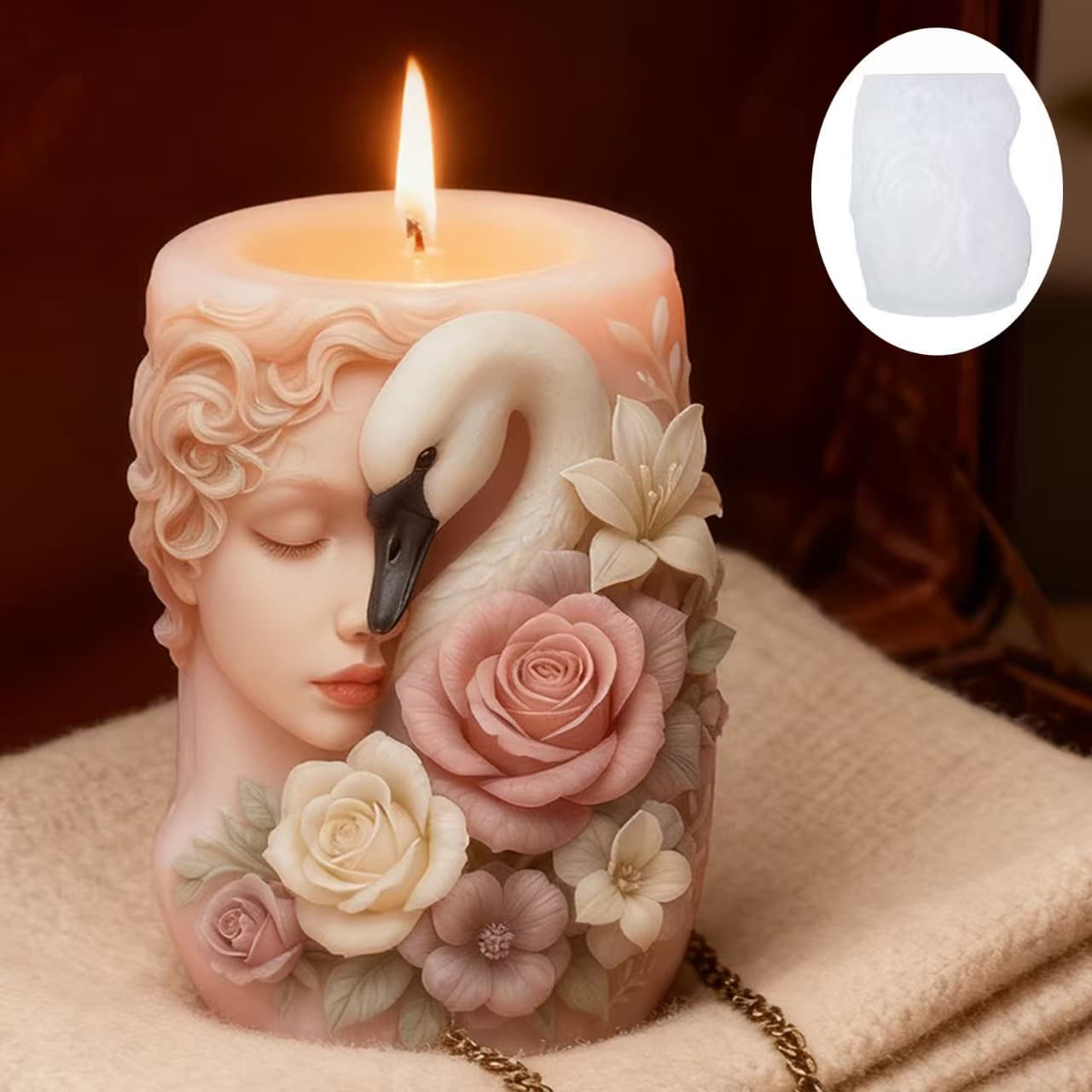 Swan Girl Aromatherapy Candle Silicone Mold DIY Decorative 3D Swan Girl Silicone Mold
