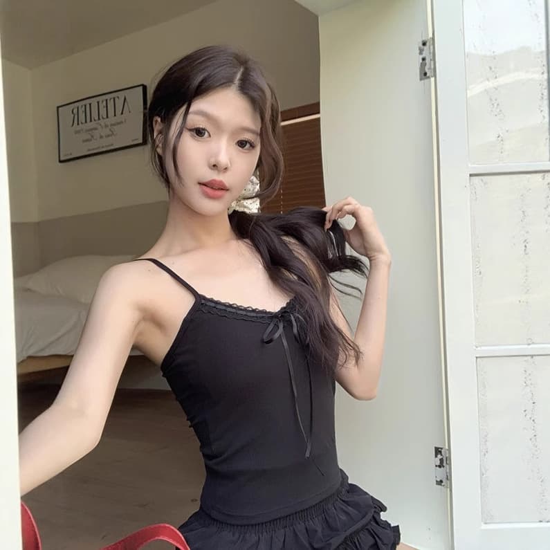 Women's Pullover Sleeveless Strap Bow Camisole Top