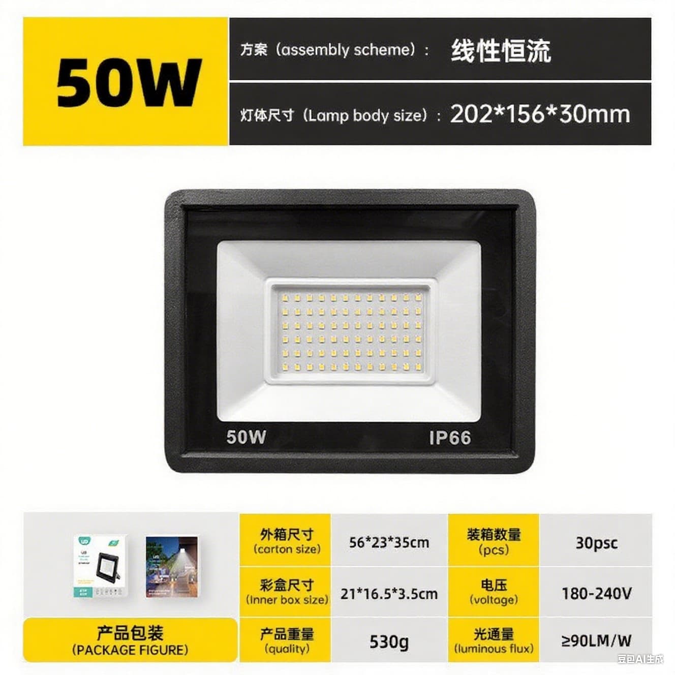 LED Flood Light Super Bright Waterproof Wide Beam 50W 100W Full Wattage Small Apple Outdoor Garden Light Construction Site Floodlight