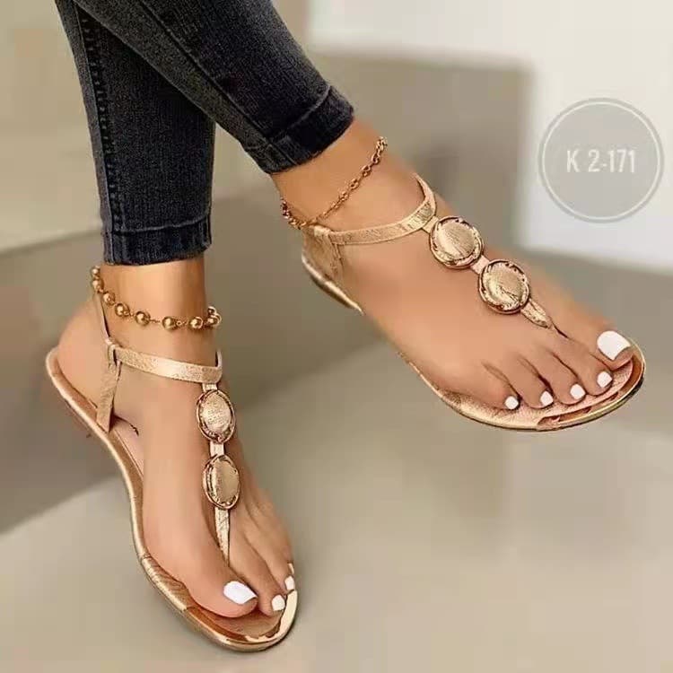 Cross-border Trade New 2022 Summer Fashion Casual Beach Toe-Separator Low Heel Large Size 40-43 Sandals In Stock