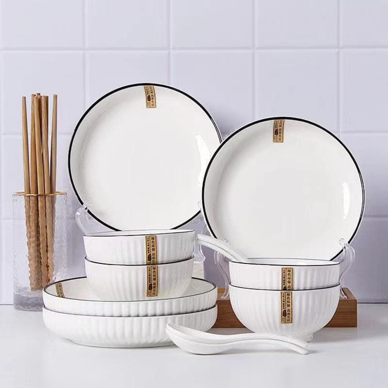 16-piece Yamada bowl, plate and tableware set, ceramic bowl and chopsticks, anti-scalding insulated bowl, plate set for four people