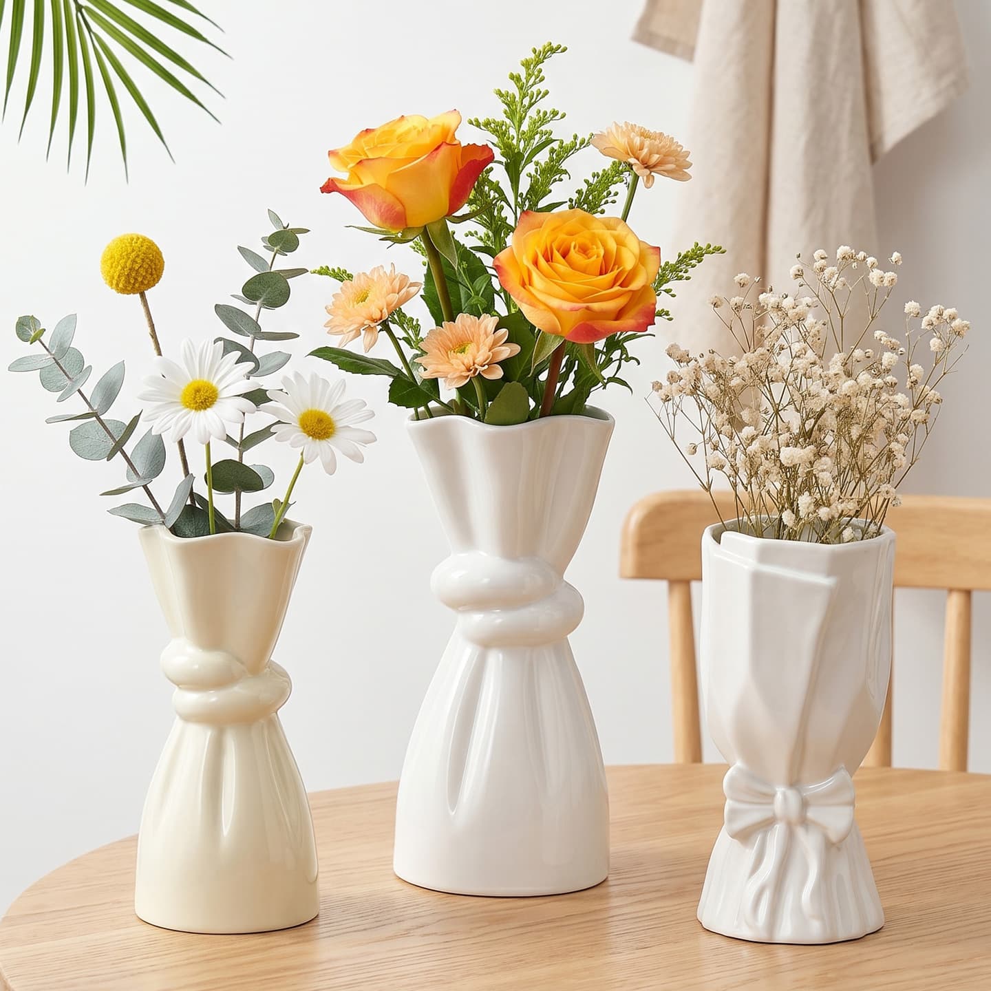 Ceramic Vase with a Unique Design, Niche Home Decor for Entryway Tabletop, Living Room Flower Arrangement, Modern Minimalist Light Luxury Ornament