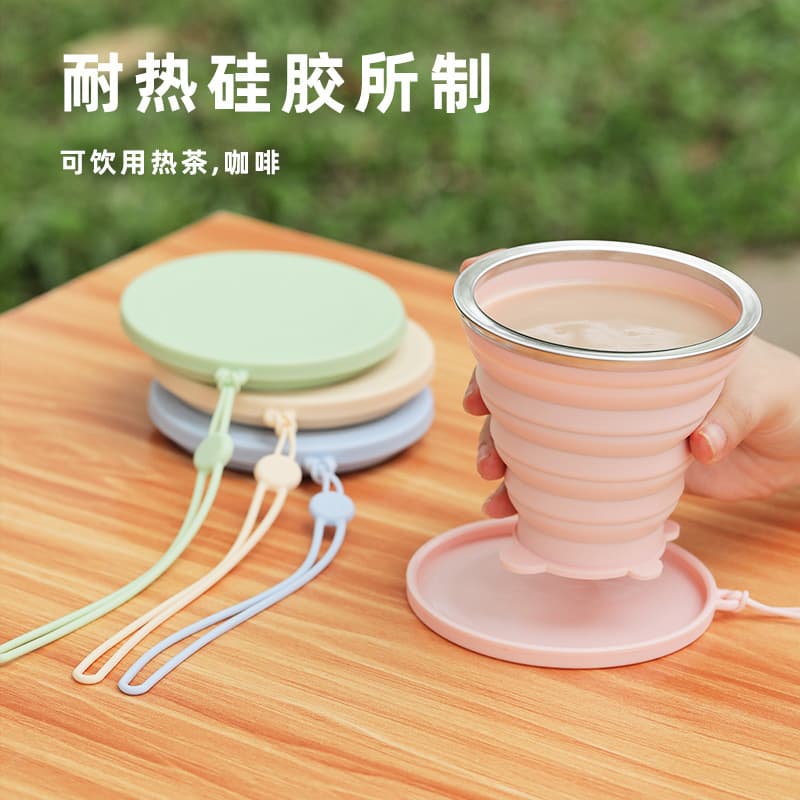 Collapsible Water Cup Portable Outdoor Camping Travel Mouthwash Toothbrush Cup, Food-grade Silicone Retractable Compressible Cup