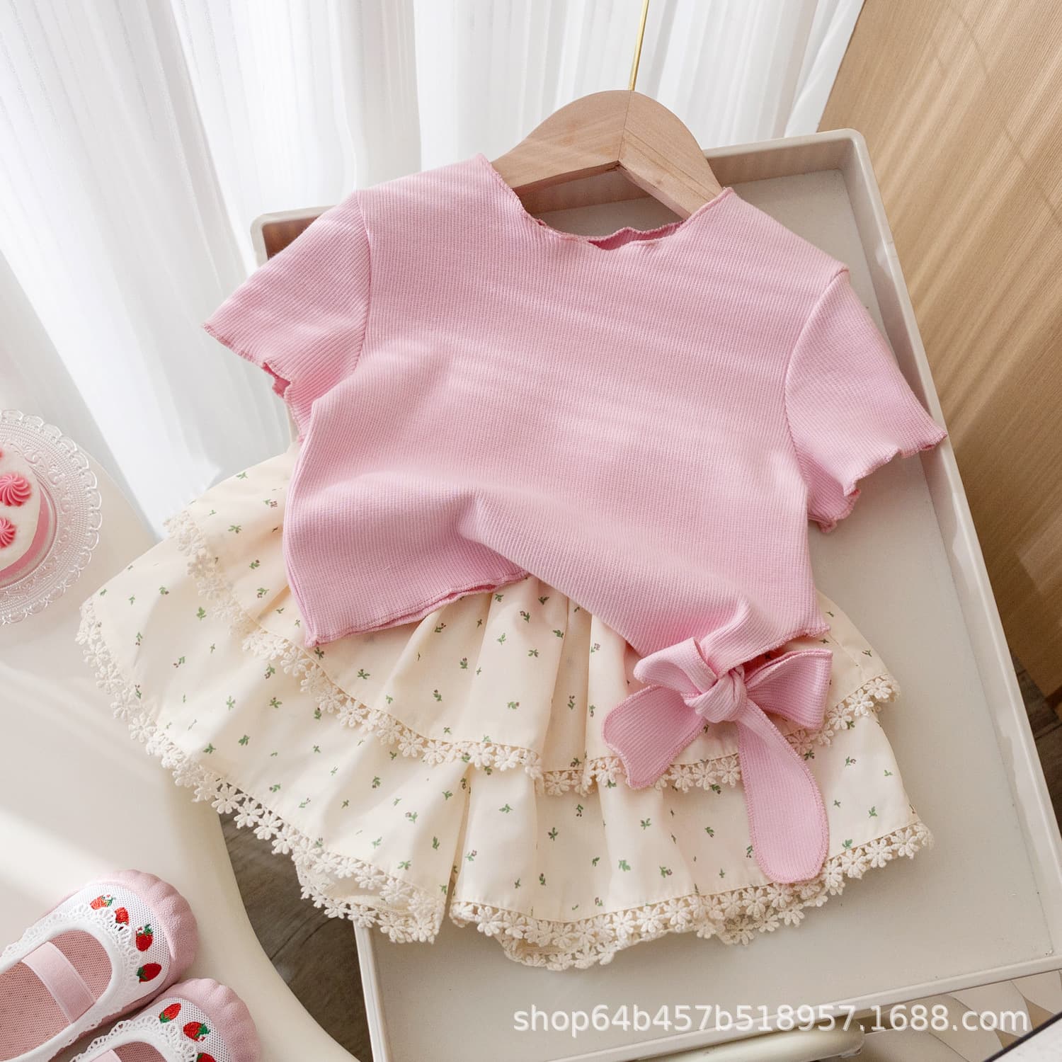 Girls Summer Stylish Base Layer Top Children's New Korean Style Ruffle Trim Shirt Baby Stylish Solid Color Casual T-Shirt