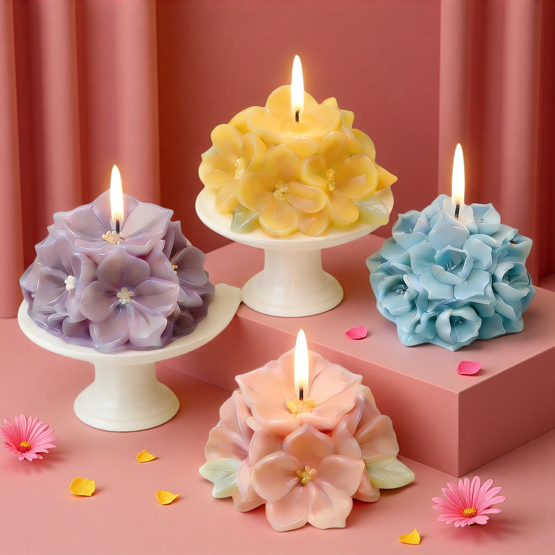 Starlight Flower Ball Scented Candle Silicone Mold DIY Simulation Flower Ball Mold Chocolate Panna Cotta Jelly Baking