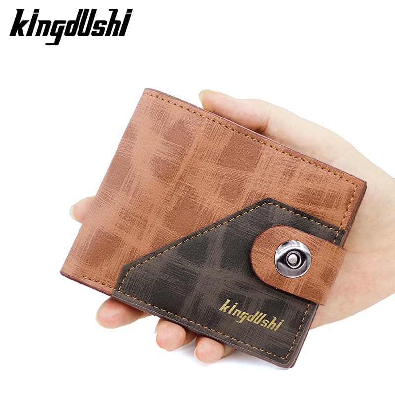 New Men's Short Wallet with Stitched Buckle, Matte Finish, Coin Pocket, Minimalist and Stylish Design