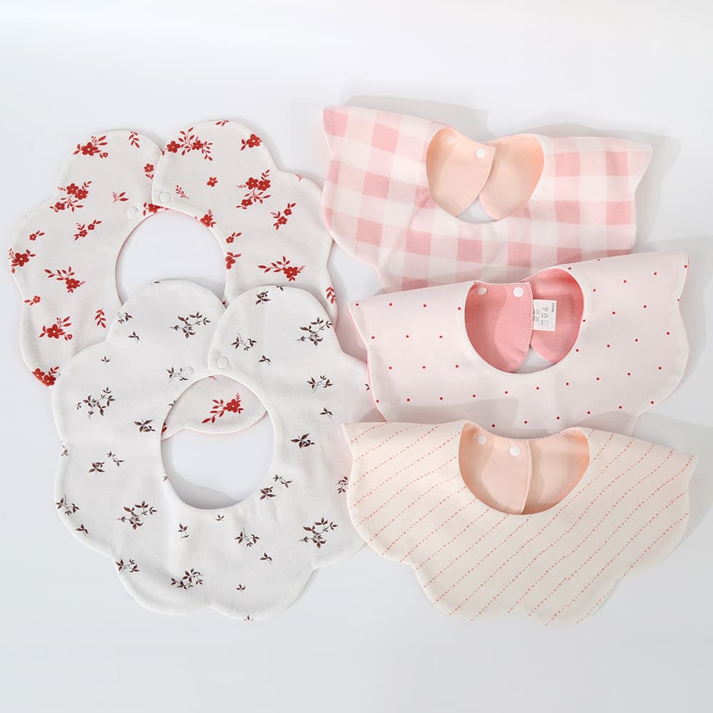 Baby 100% Cotton Class A Bib Double-Sided Petal Shape Newborn Drool Bib Baby Spit-Up Bib Baby Bib