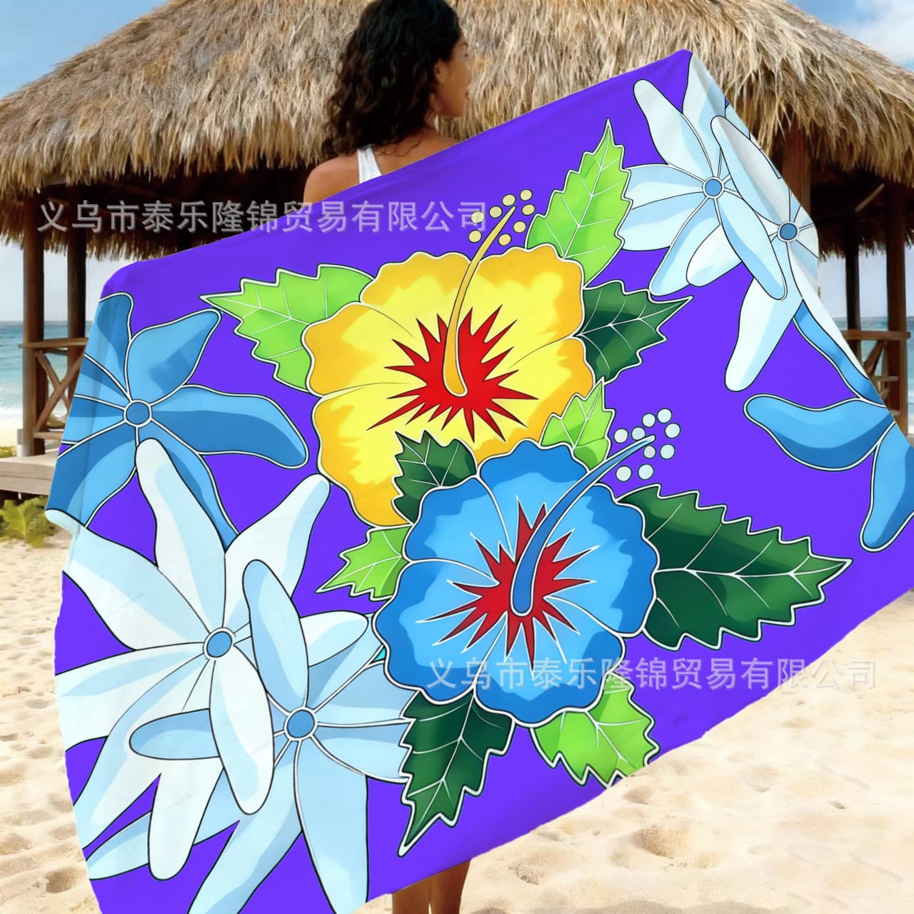 Cross-border E-commerce Hot Selling in New Zealand and Samoa Islands Rayon Hand-painted Floral Midi Skirt Beach Wrap Skirt