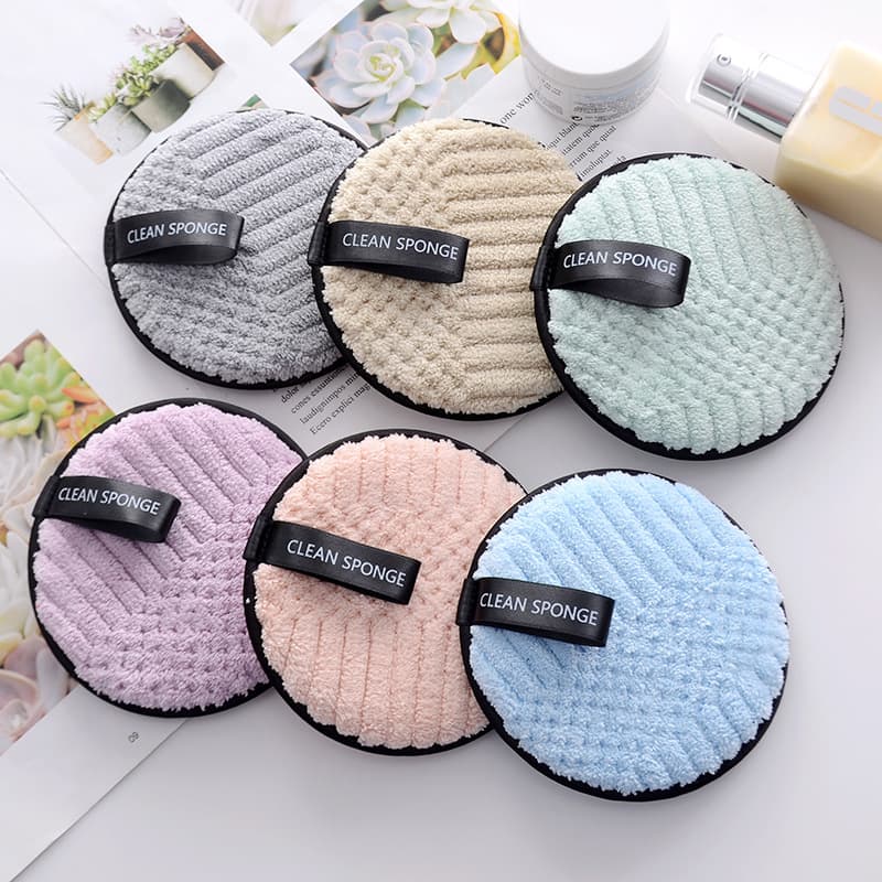 Microfiber Makeup Remover Pad Quick-Dry Absorbent Round Cleansing Cloth Cross-Border Makeup Remover Puff Face Wash Sponge Factory Wholesale