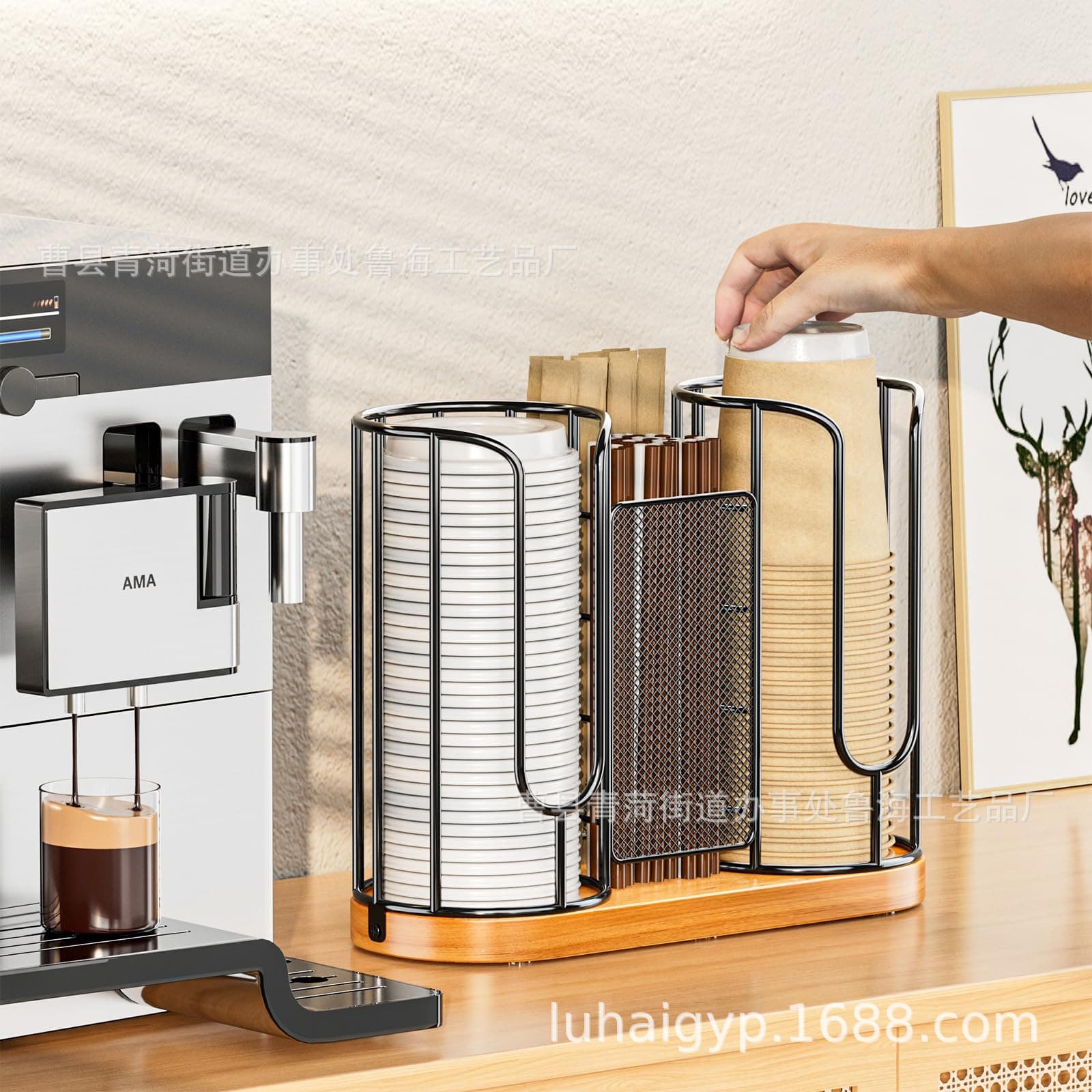 Iron coffee cup holder desktop coffee cup storage rack disposable paper cup storage rack paper cup holder