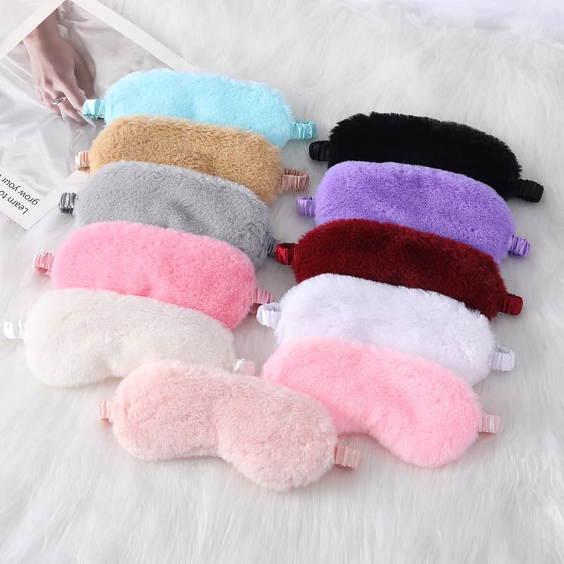 Plush Silk-Like Comfortable Sleep Eye Mask Soft Skin-Friendly Rabbit Fur Eyeshade Autumn Winter Light Blocking Eye Protection