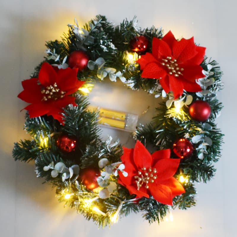 Christmas Pinecone Wreath Santa Ornament Christmas Ball Wreath Home Atmosphere Door Hanger European and American Decoration Props