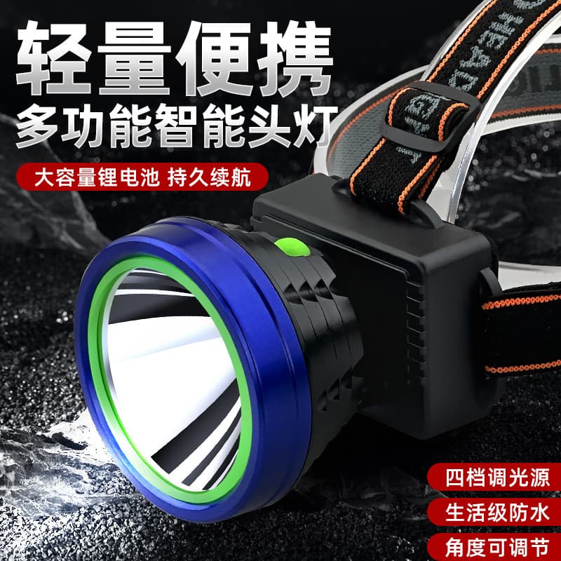Cross-border New Super Bright Headlamp, Ultra Bright Head-Mounted Flashlight for Fishing and Construction Sites, Ultra Long Battery Life Outdoor Headlamp