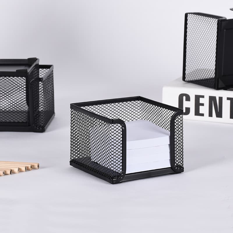 Minimalist Wire Mesh Sticky Note Box - Metal Mesh Desktop Office Stationery Organizer Ready Stock Wholesale