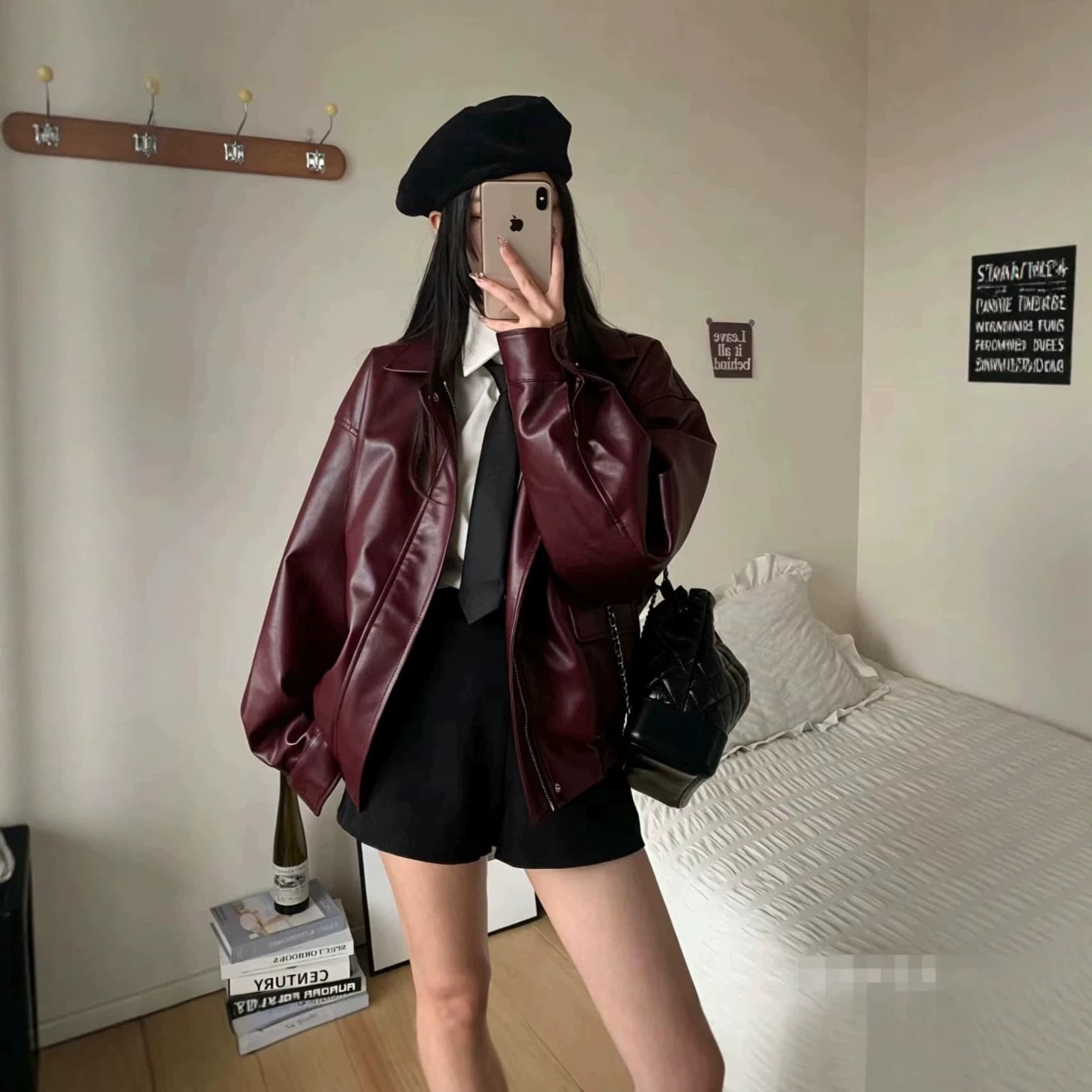 Haining 2026 Fall New Arrival PU Leather Jacket for Women Short Slim Fit Sheepskin Motorcycle Biker Jacket