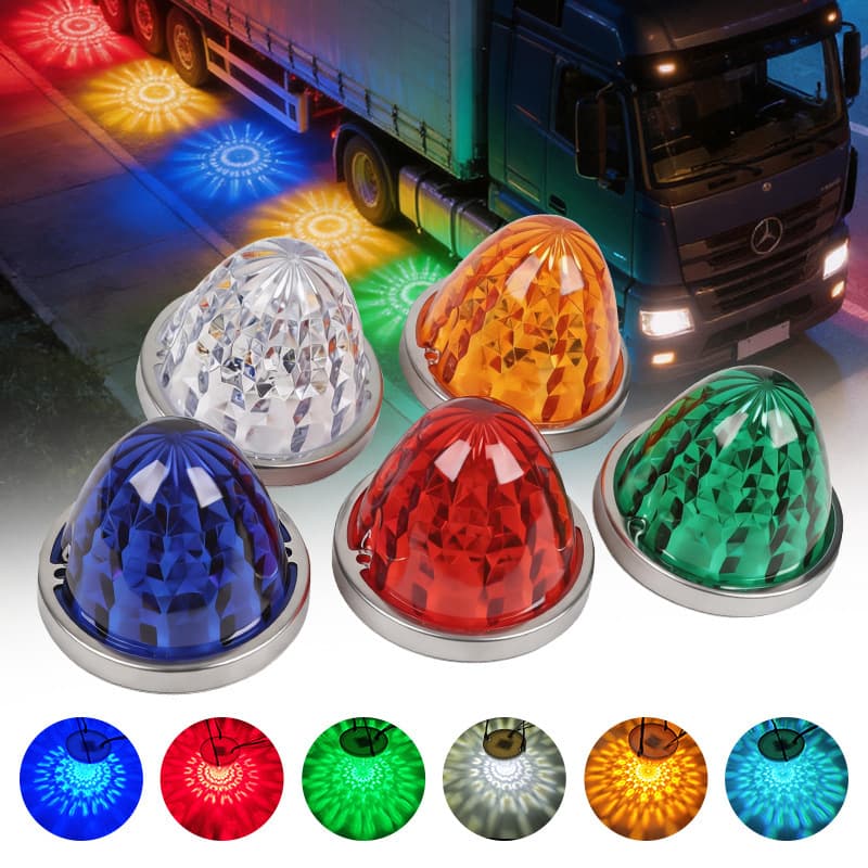Cross-border LED Diamond Watermelon Light Glass Type Plastic Truck Side Marker Light Warning Chassis Light Constant On + Flashing