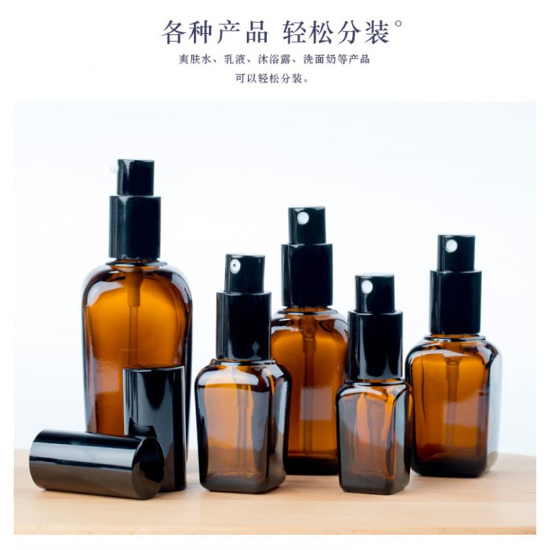 Wholesale Brown Spray Bottles Amber Essential Oil Bottles Square Toner Lotion Bottles Essential Oil Dropper Bottles Glass Factory