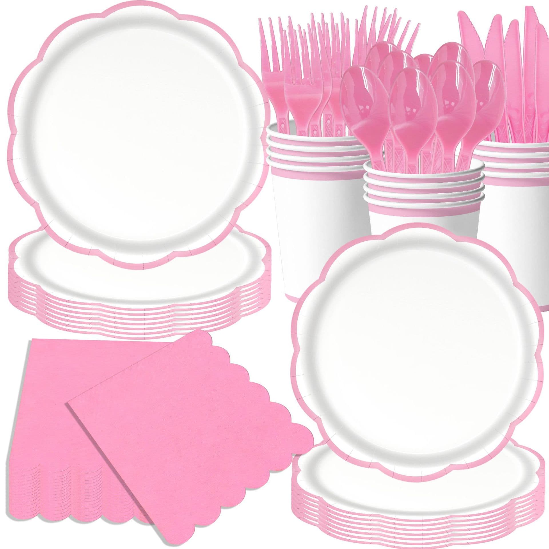 Cross-border Solid Color Disposable Tableware Birthday Party Decoration Pink Blue Sage Green Paper Plates and Cups