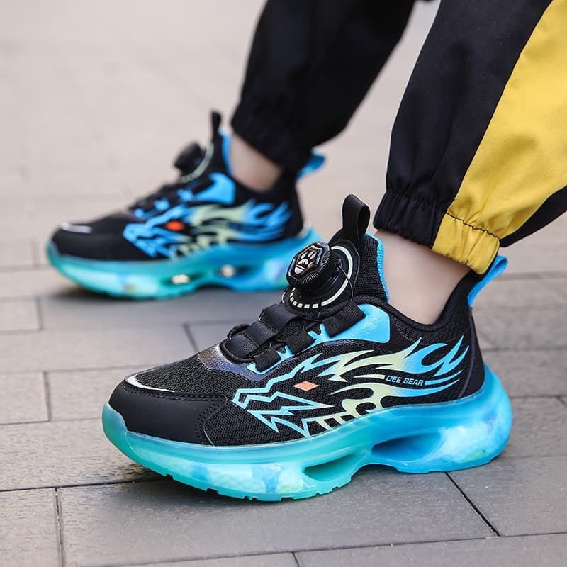 Children's 2026 New Style Rotating Buckle Sports Shoes for Middle and Older Boys, Soft Thick Sole, Anti-Slip, Breathable Boys' Shoes