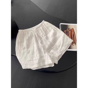 White Linen Sport Wide-Leg Shorts for Women 2026 New Summer Thin Casual Cotton-Linen 5-Point Pants