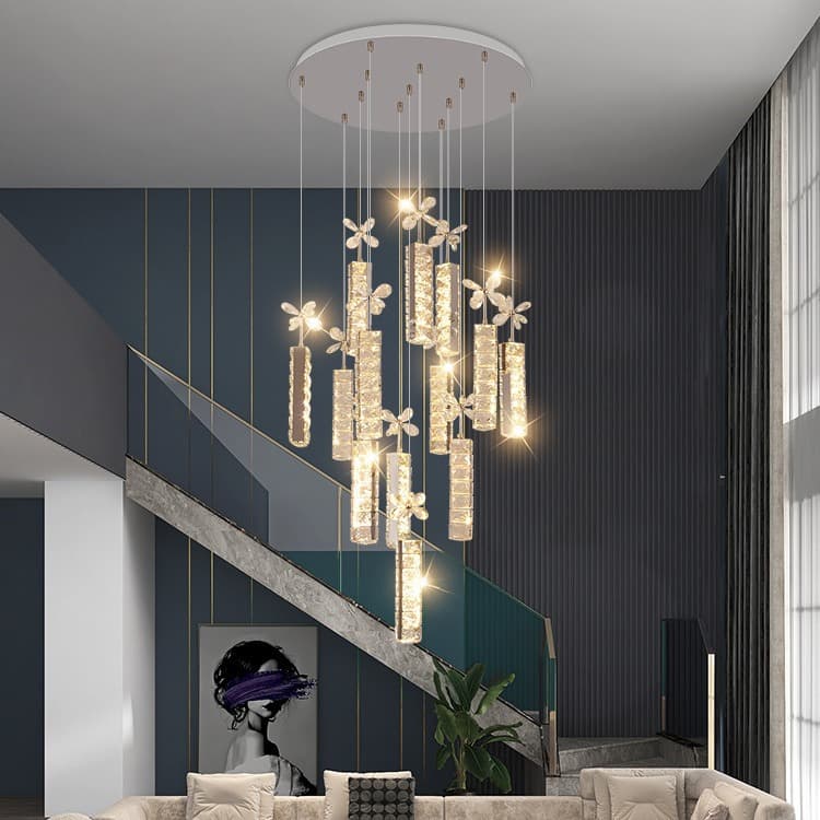 Living room chandelier light luxury high-end atmosphere hotel restaurant staircase led crystal lamp simple modern bedroom study lamp