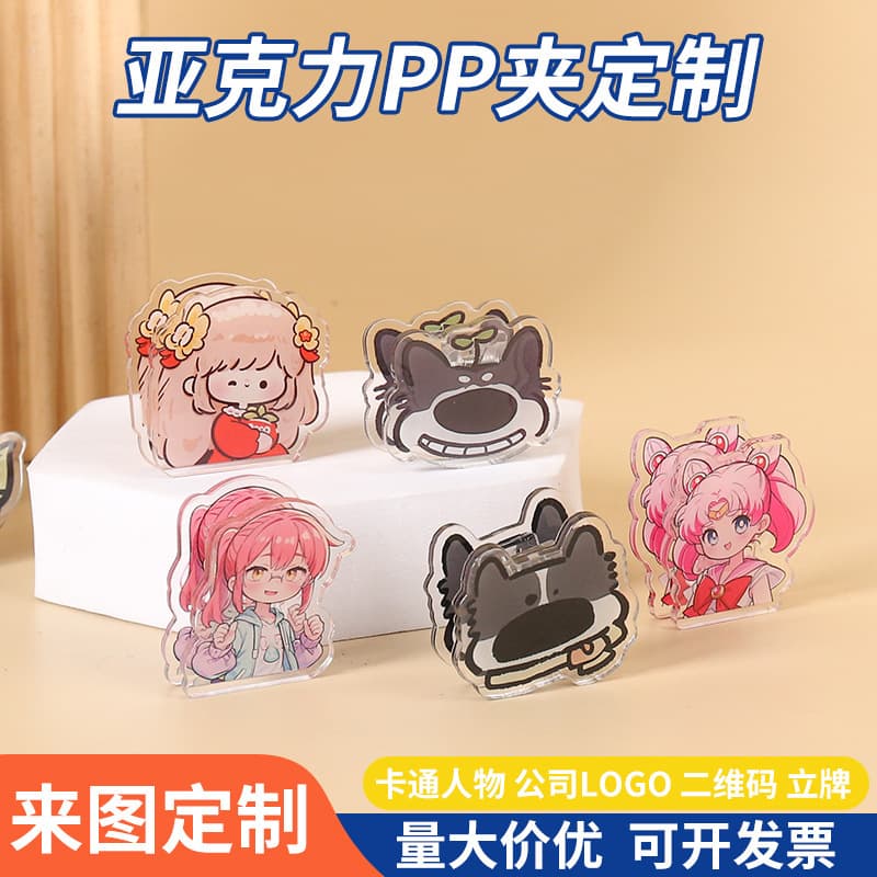 Exquisite Acrylic PP Resin Clips Custom Celebrity PP Clips Cartoon Small Gifts Double-sided Cute Storage Note Clips