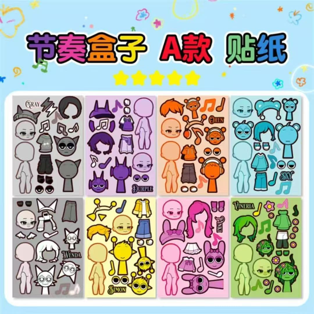 Dress-Up Rhythm Stickers, Children's Educational Toys, Kindergarten Sticker Creative DIY Handmade Face Change Stress Relief Stickers