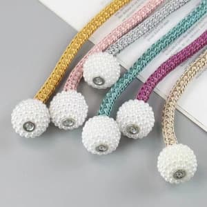 Curtain straps, one pair, curtain buckles, bed curtain storage ropes, magnetic pearls, no need to punch holes.