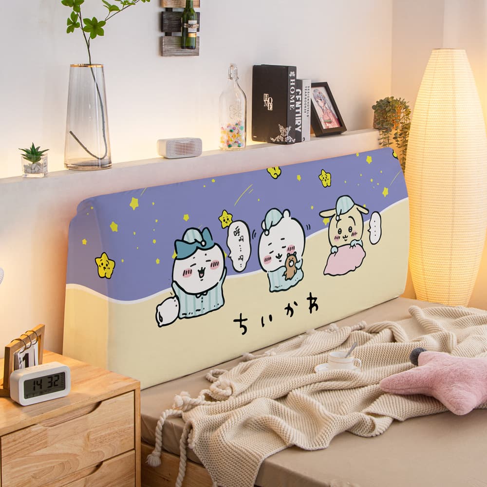 Cartoon Chiikawa headboard cover printed elastic wood bed headboard leather bed soft padding ugly cover protector