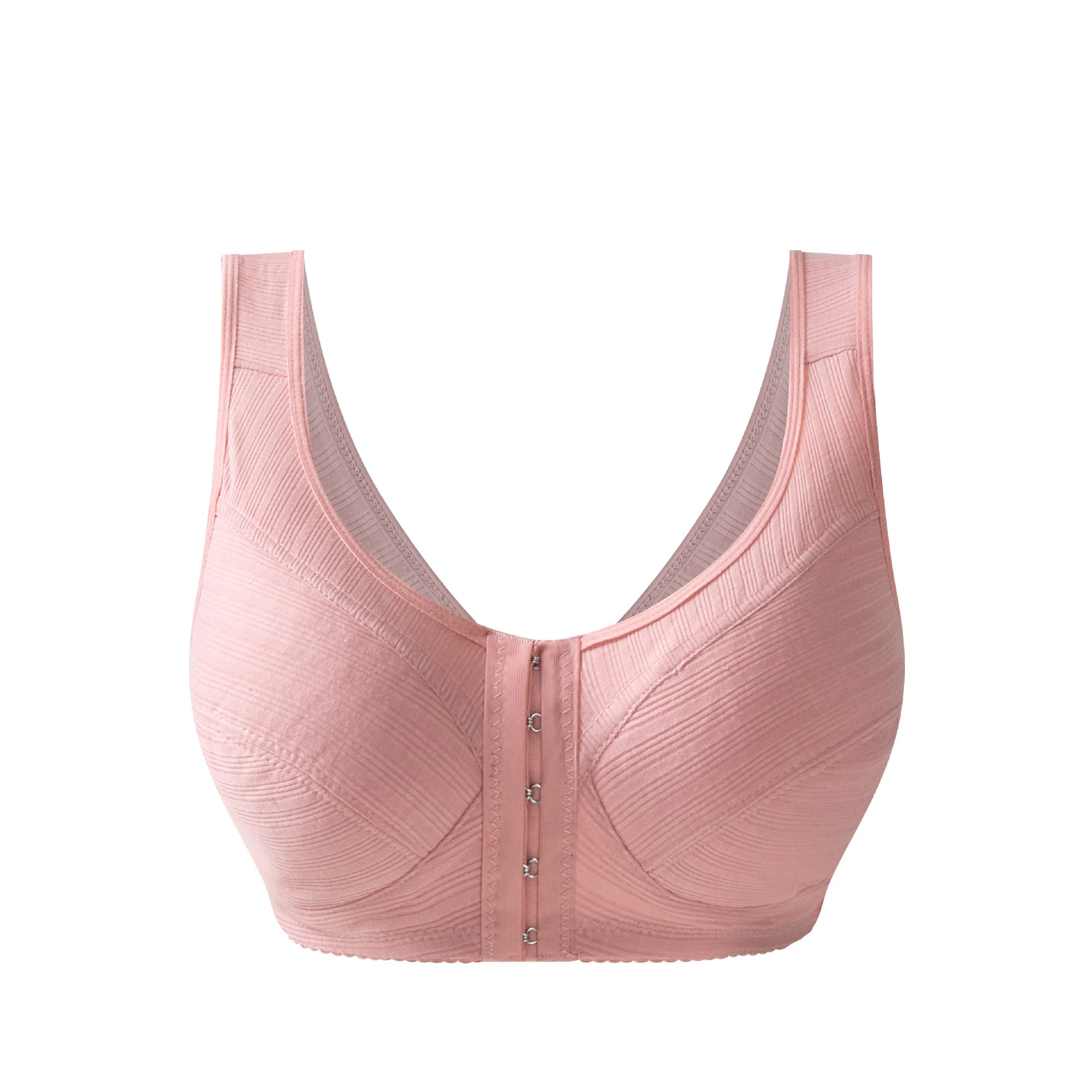New style ribbed fabric pure cotton front-closure underwear, women's vest-style thin cotton style, middle-aged and elderly plus size wire-free bra.