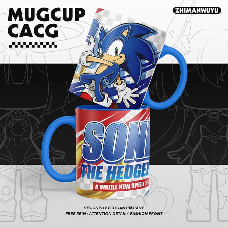 Sonic the Hedgehog Game Fan Merch Sonic Shadow 300ML Ceramic Water Cup Mug Coffee Cup