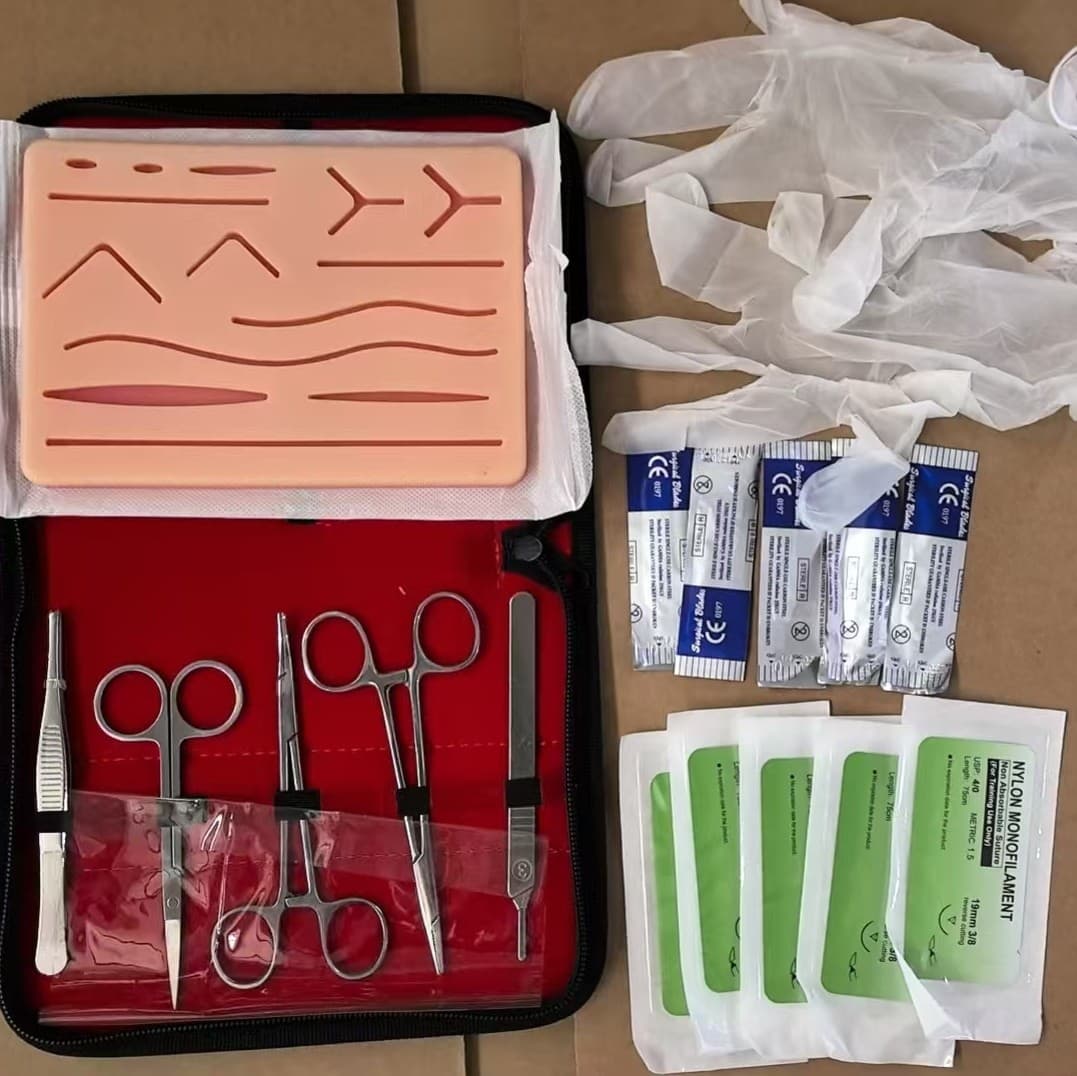 Surgical Suture Practice Set Multi-Wound Suture Model with Suture Tool Kit Exam Same Suture Block