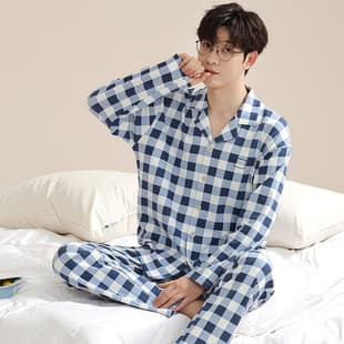 2026 Spring New Arrival Striped Long-Sleeve Pajama Set for Men, Casual Loungewear with Pants, Suitable for Outdoor Wear