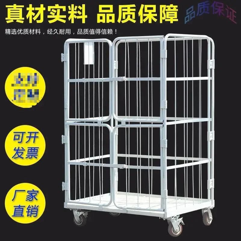 Foldable storage cage, thickened express basket, turnover handling mobile cart, storage logistics trolley, loading/unloading vehicle
