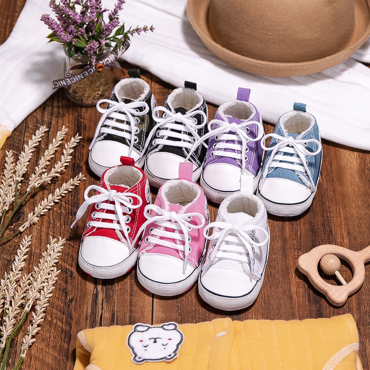 New Winter Baby Shoes Cotton Shoes Fleece-Lined Warm Canvas Shoes Baby Anti-Slip Soft Sole Walking Shoes Infant Shoes
