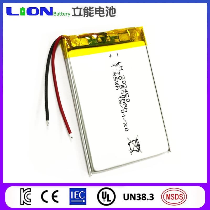 Customized Ultra-Thin Polymer Lithium Battery 303450 Audio Fan Beauty Instrument 500mAh Low Temperature Resistant 3.7V Battery