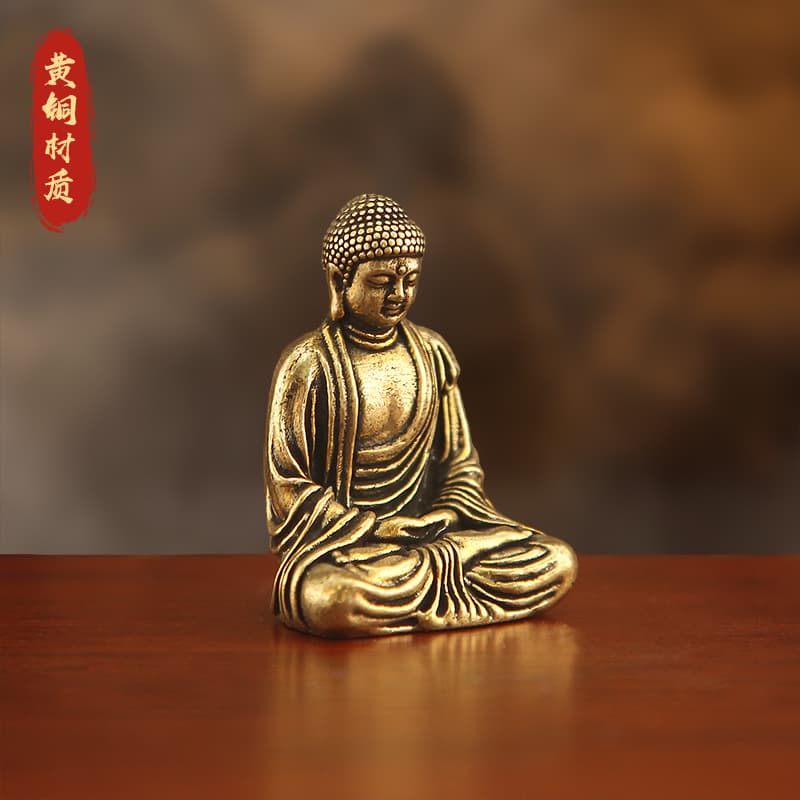 Brass Vairocana Buddha Statue Creative Pocket Buddha Home Decoration Ornament Vintage Antique Car Buddha Figurine