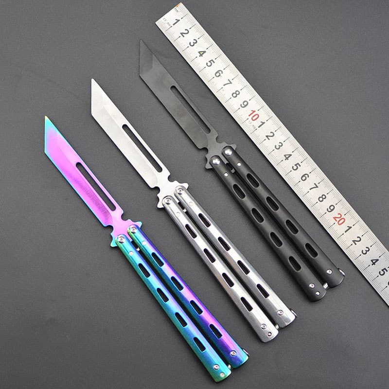 In Stock Beginner CSGO Butterfly Knife Unsharpened Practice Butterfly Folding Trainer Trick Safe Training Knife