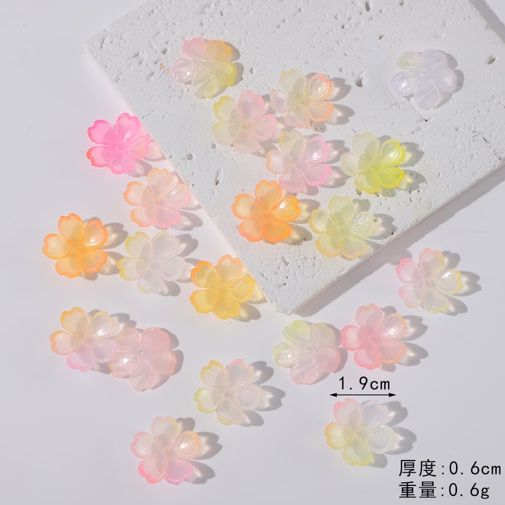 In-stock gradient jelly cherry blossom DIY craft materials and jewelry, simulated petal shoe accessories and buckle decorations wholesale.