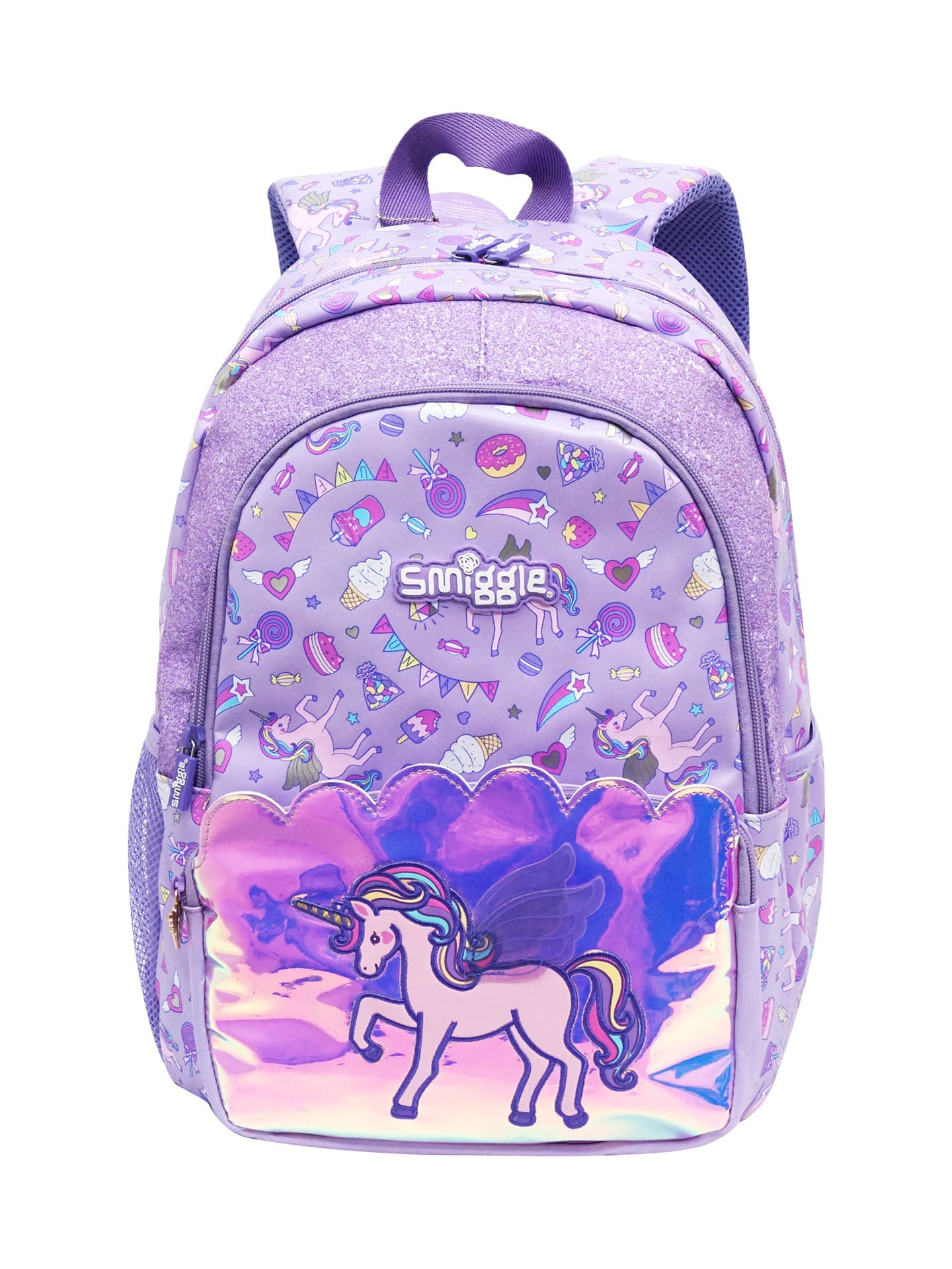 smiggle purple unicorn primary school bag female high-value decompression backpack ultra-light spine backpack