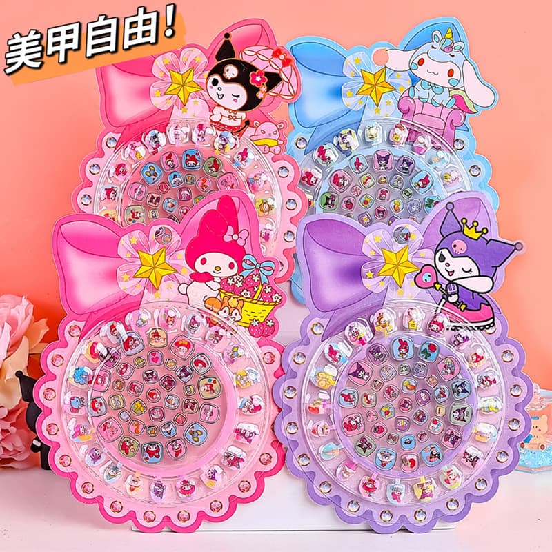 Sanrio Nail Cute Girl Sanrio Kuromi Baby Nail Stickers for Girls Non-Toxic Odorless Self-Adhesive