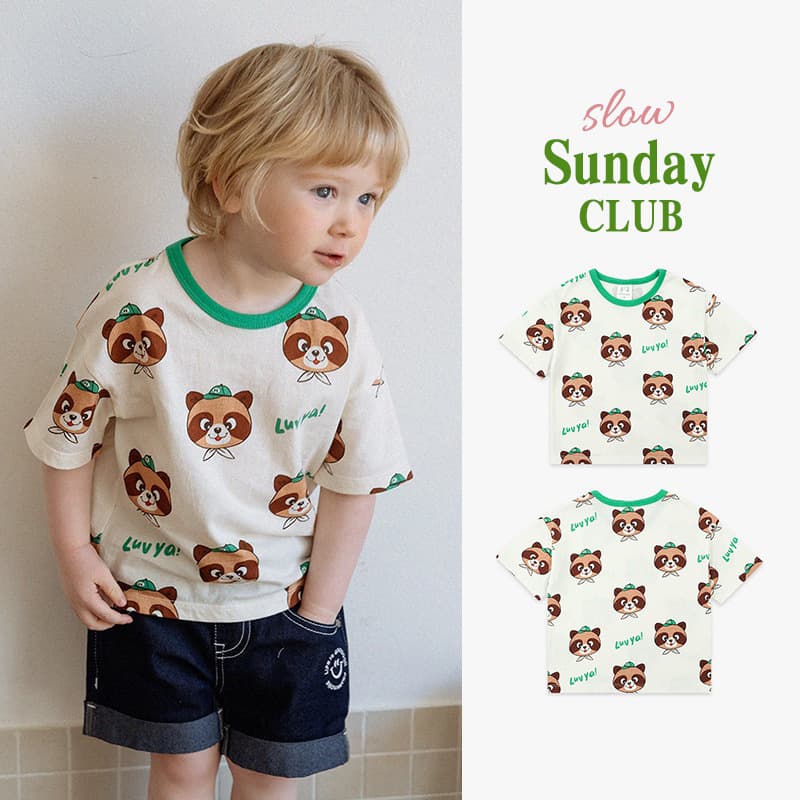 In Stock PS25 Summer New Kids Short Sleeve T-Shirt Toddler Boys Girls Cartoon Raccoon Letter Allover Print Casual Tee