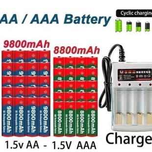 Rechargeable Lithium-Ion Battery Fast Charging USB 1.5V AA+AAA Battery 9800-8800mAh