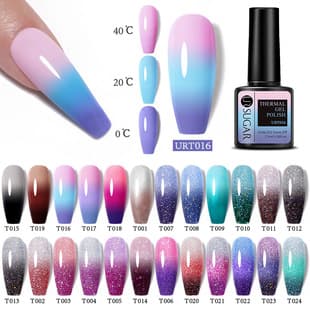 UR SUGAR Cross-Border Solid Color 7.5ml Plastic Bottle Glitter Temperature Color Changing Gradient Light Therapy Nail Oil Gel
