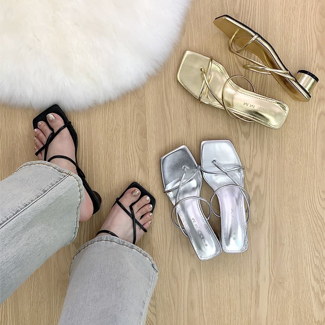 Women's Chunky Heel Mid-Heel Sandals Slippers for Summer 2025 New Fairy Style Toe Separator Slippers